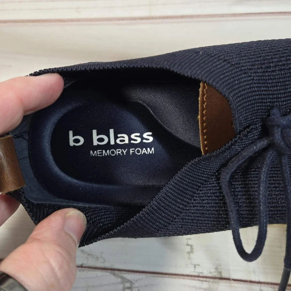 B.‎ Blass Knit Oxford Shoes Memory Foam - Casual Lace Up Navy - Mens Size 9